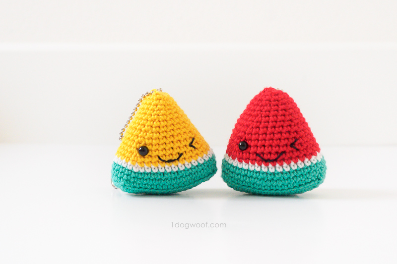 Horgolt nyári amigurumi dinnye kulcstartók